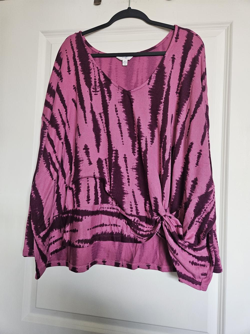 Terra & Sky Pink and Maroon Faux Tie-Front Top